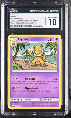 CGC 10 Hypno 012/034 Holo Pokemon 2023 Trading Card Game Classic - Image 1