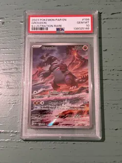 2023 POKEMON PAR EN-PARADOX RIFT ILLUSTRATION RARE #199 GROUDON PSA MINT GEM 10 - Image 1