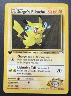 2000 Pokemon Gym Heroes 1st Edition Lt. Surge's Pikachu Common 81/132 - Image 1