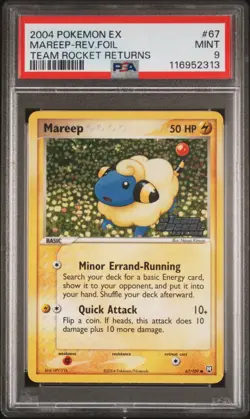 2004 POKEMON EX TEAM ROCKET RETURNS MAREEP #67 REVERSE PSA 9 MINT #116952313 - Image 1