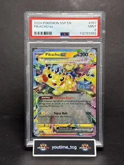 2024 Pokemon Ssp En-Surging Sparks Pikachu Ex #057 PSA 9 - Image 1