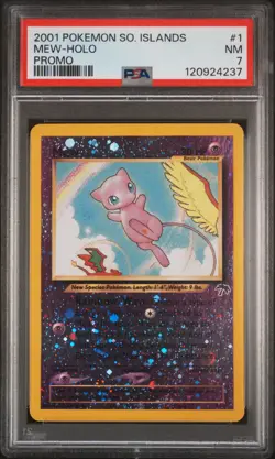 2001 POKEMON SOUTHERN ISLANDS PROMO #1 MEW-HOLO PSA 7 - Image 1