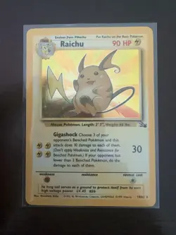 Raichu 14/62 Fossil Set Pokemon Holo WOTC Rare Vintage 1999 LP Card - Image 1