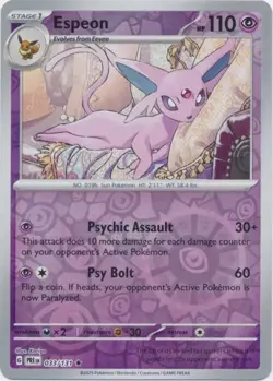 Espeon 033/131 Reverse Holo Prismatic Evolutions Pokemon Card NM - Image 1