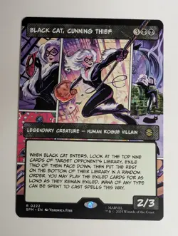 MTG - Black Cat, Cunning Thief - SPM - R - Borderless - 222 - Image 1