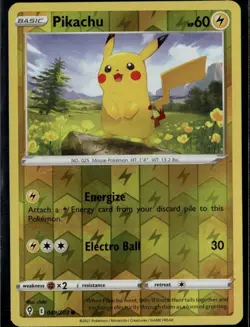 Pikachu Common SWSH07: Evolving Skies 049/203 Lightning Reverse Holo Pokemon Car - Image 1