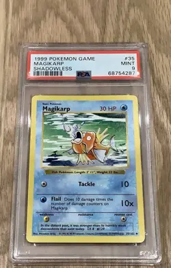 1999 POKEMON BASE SET SHADOWLESS #35 MAGIKARP PSA 9 Mint - Image 1