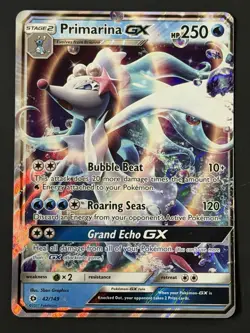 Primarina GX 42/149 - Sun & Moon Base Set Holo Ultra Rare Pokemon NM - Image 1