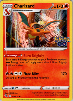 Charizard Holo Rare Pokemon GO 010/078 NM - Image 1
