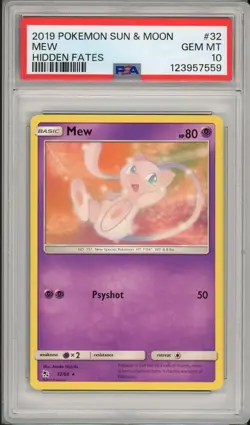 2019 Pokemon Sun & Moon Hidden Fates Mew #32 PSA 10 - Image 1