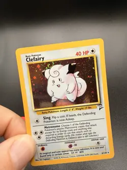 2000 Pokemon CLEFAIRY Base Set 2 Edition HOLO RARE Card 6/130 PERFECT SWIRL NM+ - Image 2