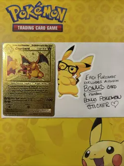 1999 Pokemon Charizard Gold Foil Fan Art Textured Card 4/102 - Image 1