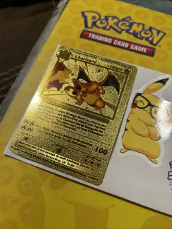 1999 Pokemon Charizard Gold Foil Fan Art Textured Card 4/102 - Image 3