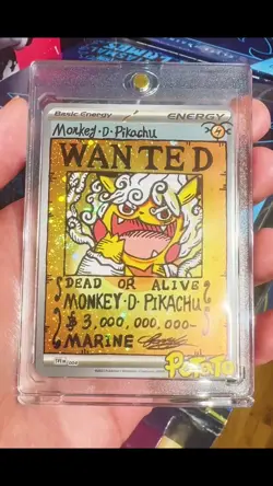 Pikachu with Grey Felt Hat 085 Hand Draw Monkey D Pikachu DIY Pokemon card 🌀 - Image 2