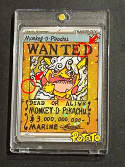 Pikachu with Grey Felt Hat 085 Hand Draw Monkey D Pikachu DIY Pokemon card 🌀 - Image 3