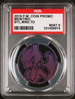 PSA 9 2019 POKEMON COIN PROMO MEWTWO BATTLE MIND THEME DECK - Image 1