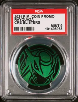 PSA 9 2021 POKEMON COIN PROMO RAYQUAZA CHILLING REIGN BLISTERS - Image 1