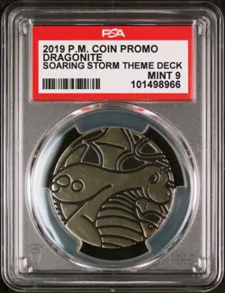 PSA 9 2019 POKEMON COIN PROMO DRAGONITE SOARING STORM THEME DECK - Image 1