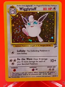 Wigglytuff Holo SWIRL 19/130 Base Set 2 Near Mint Vintage WotC Pokemon - Image 1