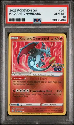 2022 POKEMON GO #011 RADIANT CHARIZARD PSA 10 - Image 1