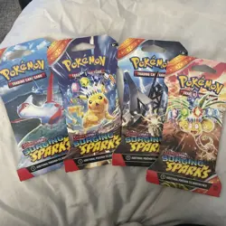 4X Pokemon TCG: Surging Sparks Sleeved Booster Packs Art Set Scarlet & Violet - Image 1