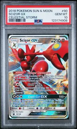 2018 POKEMON SUN & MOON CELESTIAL STORM #90 SCIZOR GX PSA 10 - Image 1