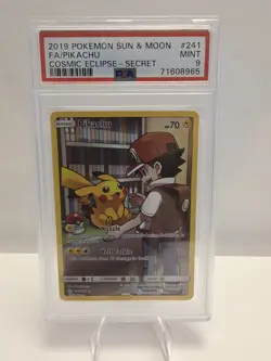 2019 POKEMON SUN & MOON COSMIC ECLIPSE SECRET #241 FULL ART/PIKACHU PSA 9 - Image 1