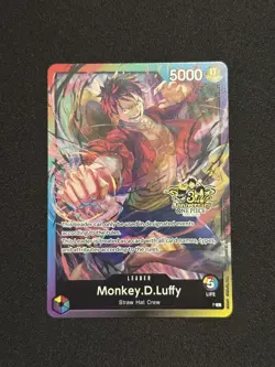 One Piece TCG - Monkey D. Luffy Leader - P - 3rd Anniversary Stamped Promo NM - Image 1