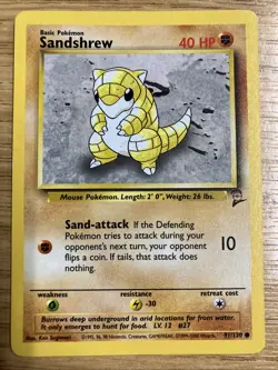 Sandshrew 2nd Edition 91/130 Pokemon Card - Near Mint - Image 1