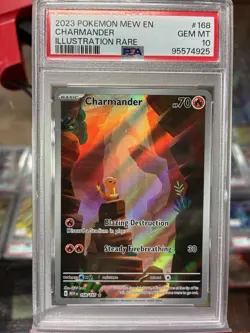 Pokemon 2023 Mew en Charmander Illustration Rare Card #168 PSA 10 - Image 1