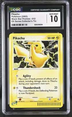 CGC 10 GEM MINT Pikachu 2003 Black Star Promos 012 Holo Pokemon Card - Image 1