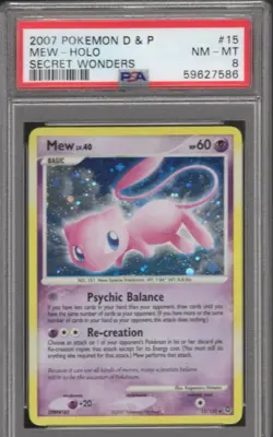 MEW HOLO 15/132 SECRET WONDERS POKEMON PSA 8 - Image 1