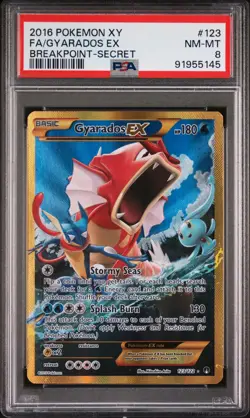 2016 POKEMON XY BREAKPOINT SECRET #123 FULL ART/GYARADOS EX PSA 8 - Image 1