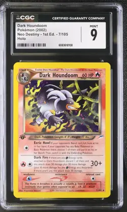 CGC 9 MINT Dark Houndoom Neo Destiny 1st Edition 7/105 Holo Pokemon Card - Image 1