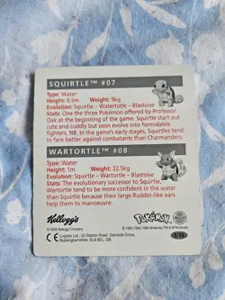 Kellogg’s Pokemon 3D Holo Squirtle Wartortle Card Nintendo 2000 - Image 2