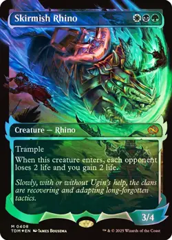 MTG Skirmish Rhino FOIL NM #408 Showcase Tarkir: Dragonstorm TDM Magic card - Image 1