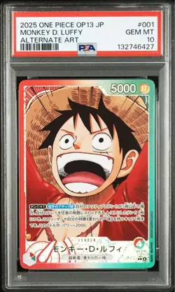 PSA 10 Monkey D. Luffy Leader Alternate Art OP13-001 2025 ONE PIECE Card Japan - Image 1