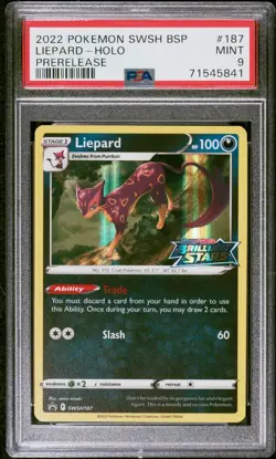 PSA 9 MINT Liepard SWSH187 Black Star Promos Stamped Prerelease Holo Pokemon - Image 1