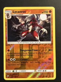 Pokemon TCG Lycanroc Burning Shadows 75/147 Reverse Holo Rare NM/M - Image 1
