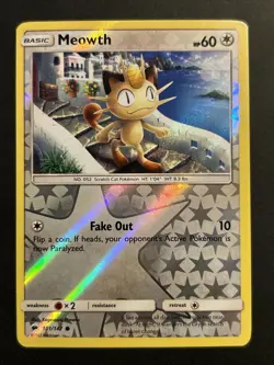 Meowth Rev Reverse Holo SM Burning Shadows Pokemon NM 101/147 Sun & Moon - Image 1