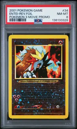 2001 POKEMON GAME MOVIE POKEMON 3 MOVIE PROMO #34 ENTEI-REVERSE FOIL PSA 8 - Image 1
