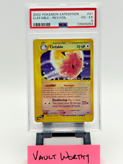 🧚 2002 POKEMON EXPEDITION #41 CLEFABLE - REVERSE HOLO WOTC RARE CARD - PSA 4 🧚 - Image 1