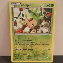 POKEMON CHESPIN 9/162 COMMON REVERSE HOLOFOIL BREAKTHROUGH LP CARD - Image 1
