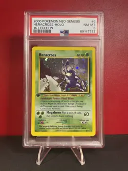 Pokemon PSA 8 WOTC Neo Genesis 1st Edition Heracross Holo 6/111 MINT - Image 1