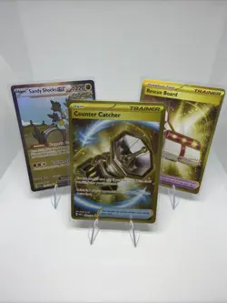 Pokemon Lot: Counter Catcher 264/182 Gold • Sandy Shocks 250/182 • Rescue Board - Image 1