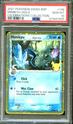 PSA 10 Mimikyu SWSH136 Celebrations Promo Pokemon - Image 1