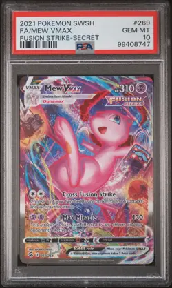 PSA 10 GEM MINT Mew VMAX Secret Rare Alt Art 269/264 Fusion Strike Pokemon 2021 - Image 1