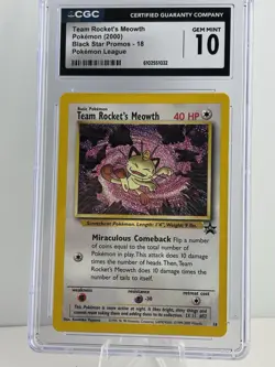Team Rocket's Meowth 18/53 Wotc Black Star Promo Pokemon CGG 10 **GEM MINT** - Image 1