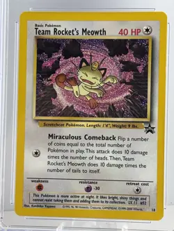 Team Rocket's Meowth 18/53 Wotc Black Star Promo Pokemon CGG 10 **GEM MINT** - Image 2