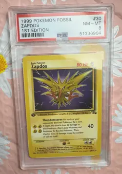 1999 Pokemon Fossil ZAPDOS HOLO 1st Edition 15/62 PSA 8 NM-MT - Image 1